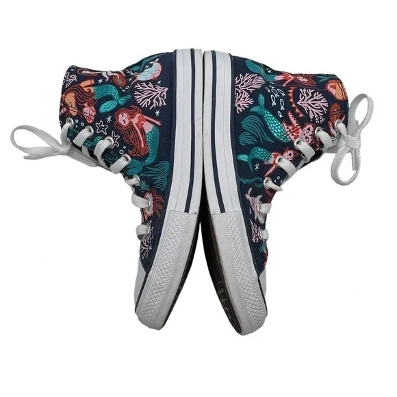 Converse Chuck Taylor Blue All Star Mermaid High Top Sneakers Size 3 Girl's - Picture 7 of 9